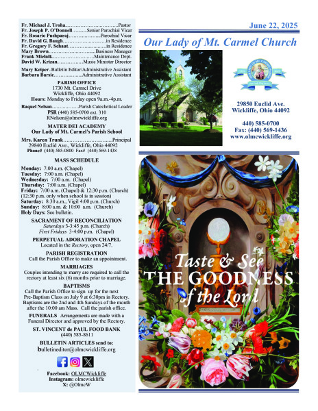 June 22, 2025 - Bulletin