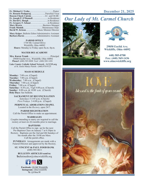 December 21, 2025 Bulletin