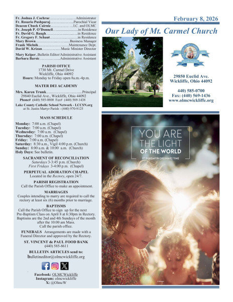 February 8, 2026 Bulletin