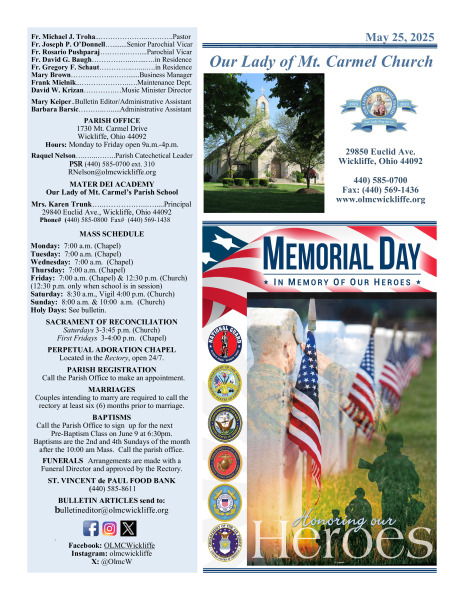 May 25, 2025 - Bulletin