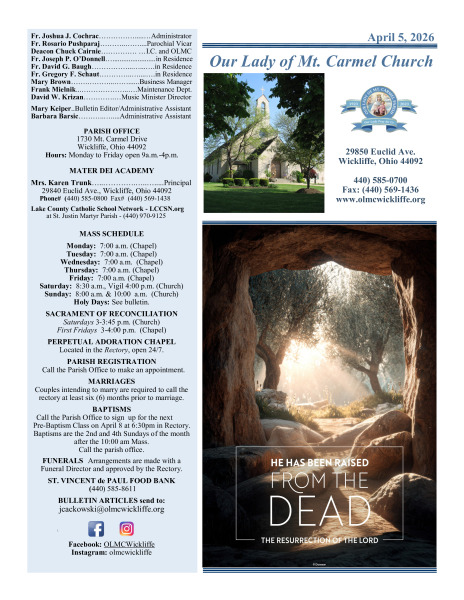 April 5, 2026 Bulletin