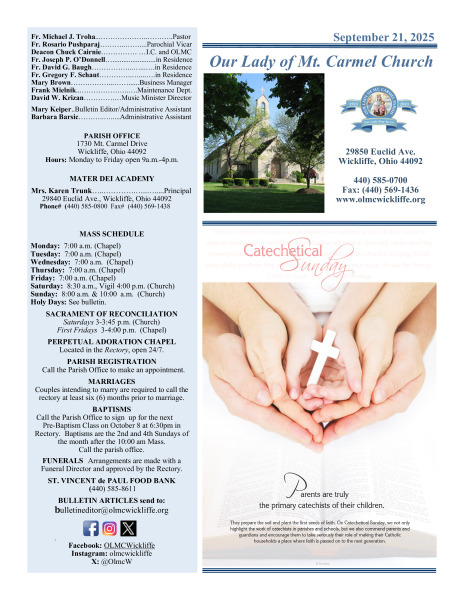 September 21, 2025 - Bulletin