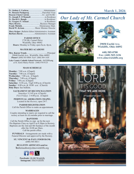 March 1, 2026 Bulletin