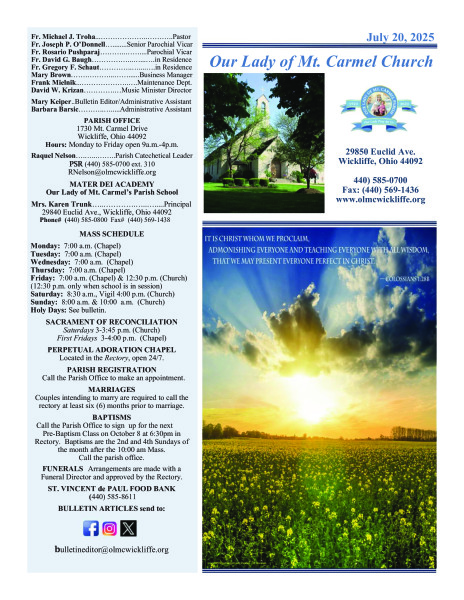 July 20, 2025 Bulletin