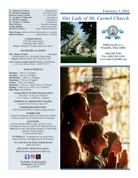 February 1, 2026 Bulletin