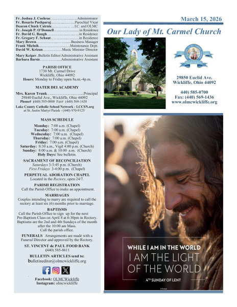 March 15, 2026 Bulletin