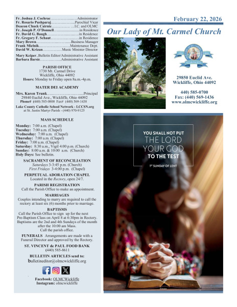 February 22, 2026 Bulletin