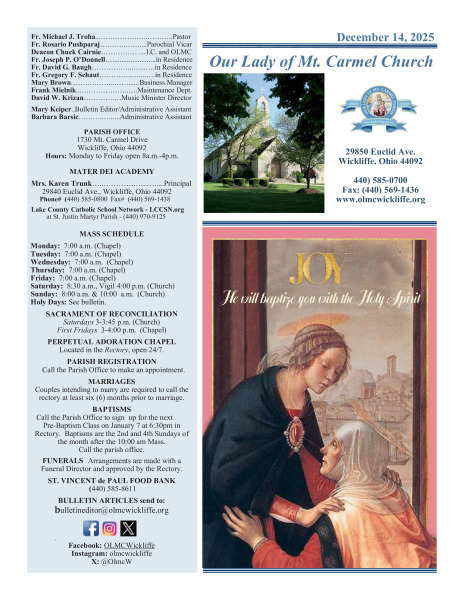 December 14, 2025 Bulletin
