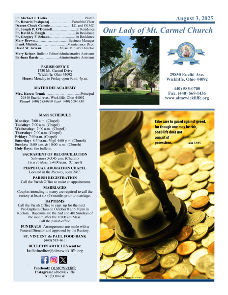 August 3, 2025 - Bulletin