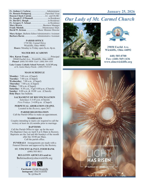 January 25, 2026 Bulletin
